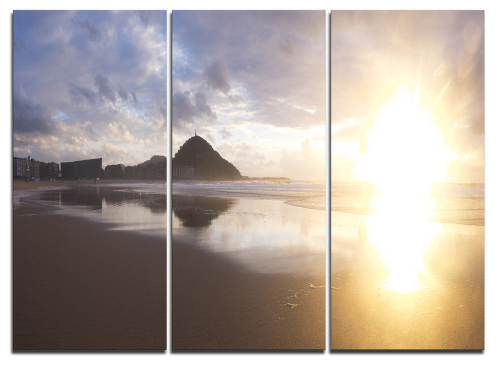 "Sunset at Donostia Beach" Canvas Wall Art, 3 Panels, 36"x28"