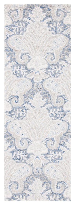 Safavieh Micro-Loop Mlp539M Damask Rug, Blue and Ivory, 8'0"x10'0"