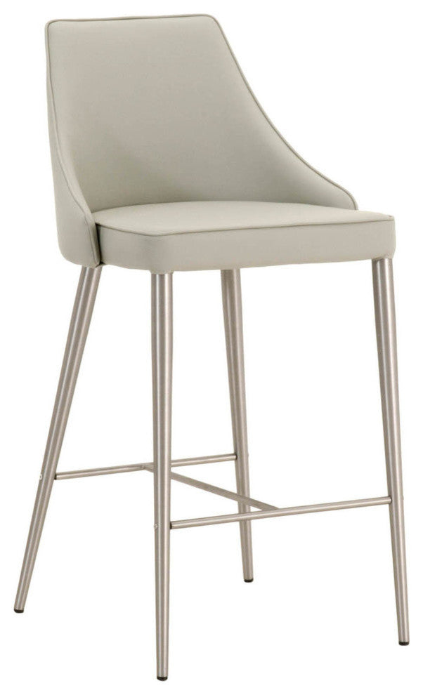 Benzara BM174108 Upholstered Counter Height Stool With Footrest Light Gray