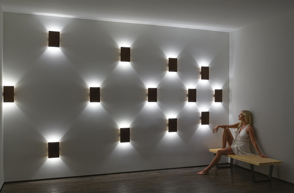 Tersus LED Wall Sconce, Dark Stained Walnut, Metal Plate: None