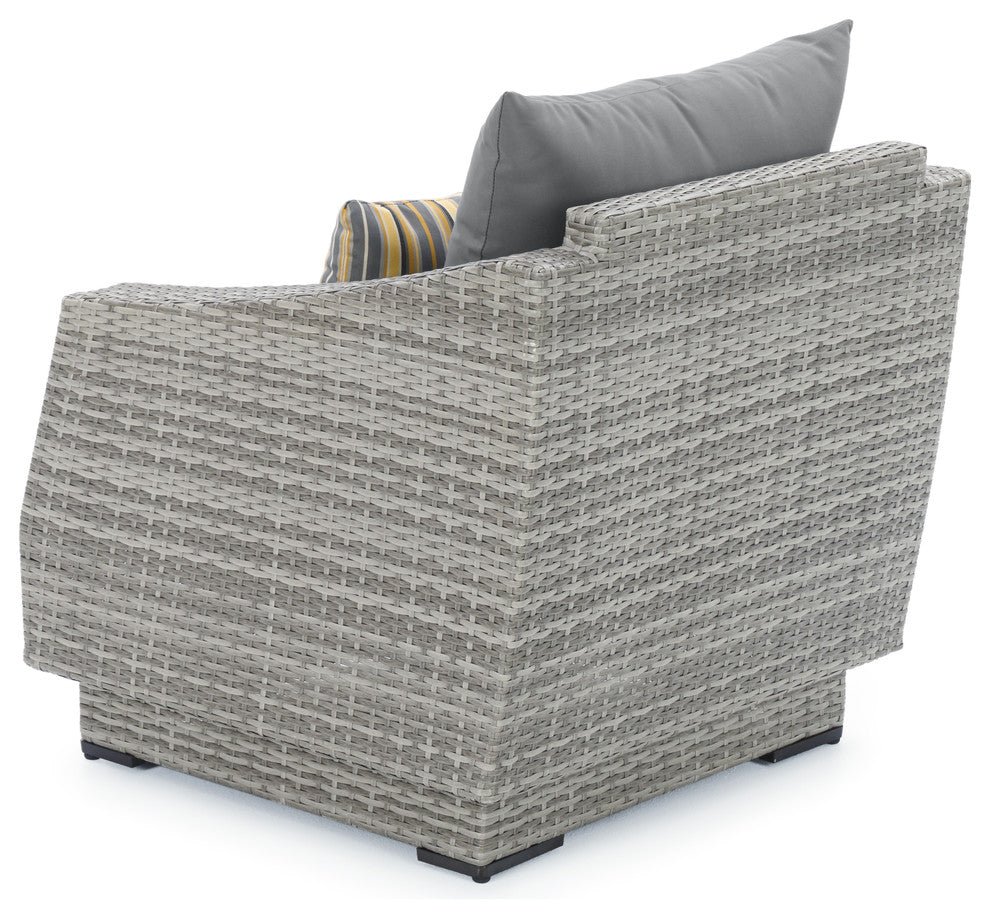 Cannes 5 Piece Sunbrella Outdoor Patio Club Chair and Ottoman Set, Charcoal