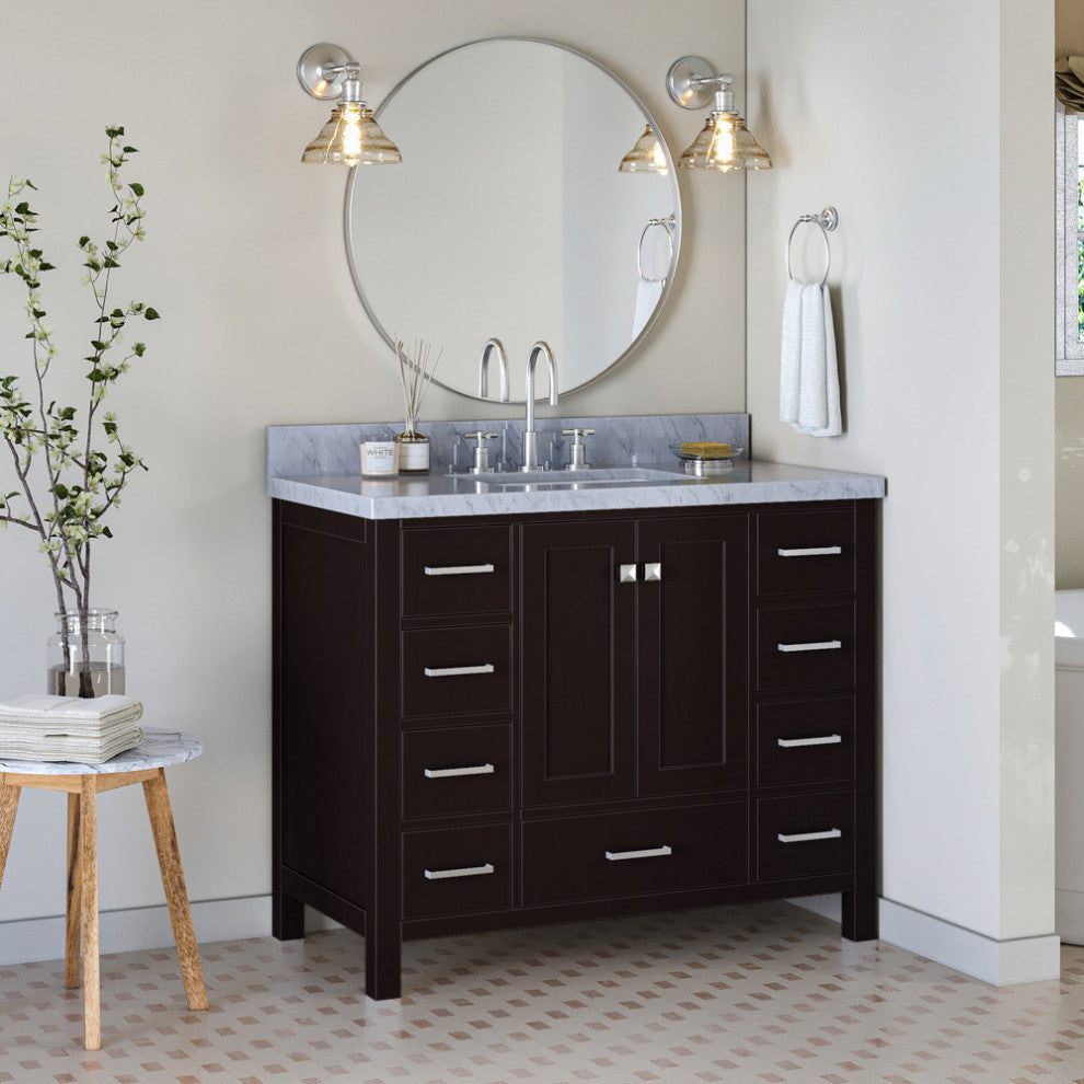 Cambridge 43" Bath Vanity With Marble Top With White Basin