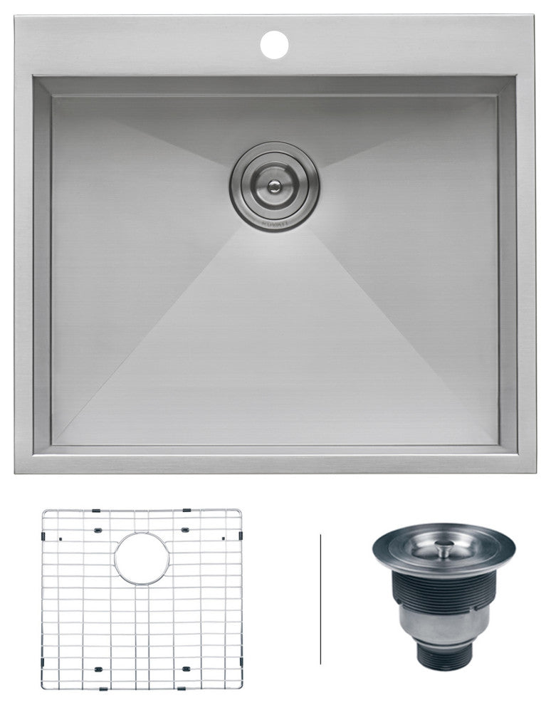 Ruvati RVH8010 Overmount 16 Gauge 25" Single Bowl Kitchen Sink
