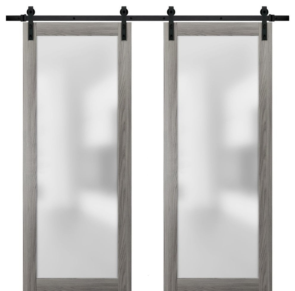 Planum 2102 Interior Closet Double Barn Doors 60x96 Ginger Ash & Hardware 13FT