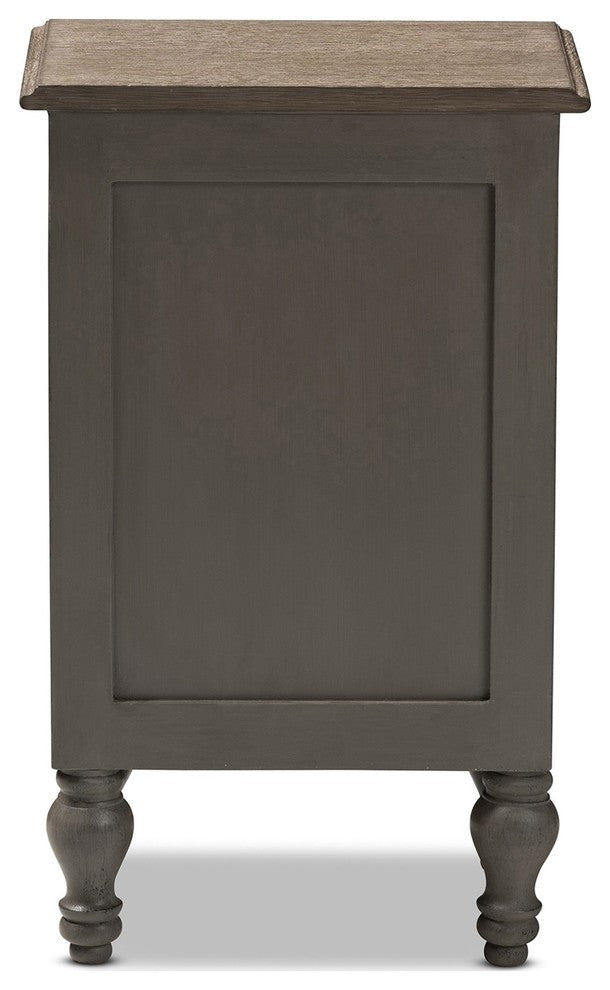 Noemie Country Cottage Farmhouse Brown 2-Drawer Nightstand