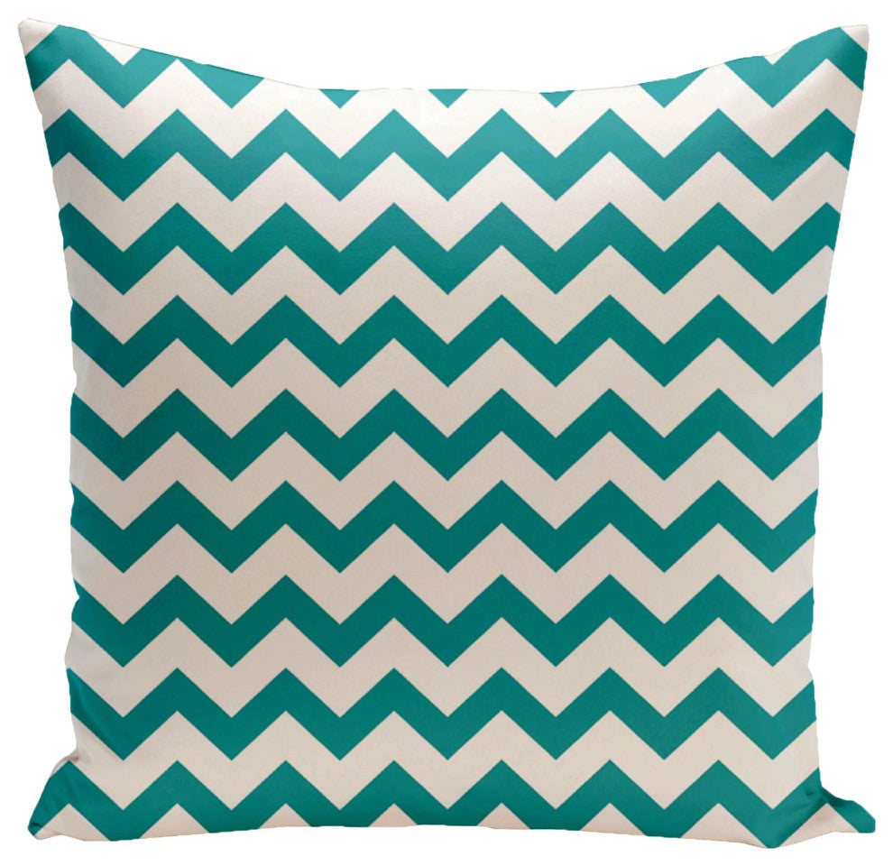 Chevron Decorative Outdoor Pillow, Lake Blue, 20"x20"