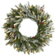 24ï¿½ Snowed Christmas Wreath with 50 Warm White LED Lights and Pine Cones