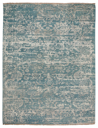 Jain Hand Knotted Area Rug, Medium Blue, 10'x14'