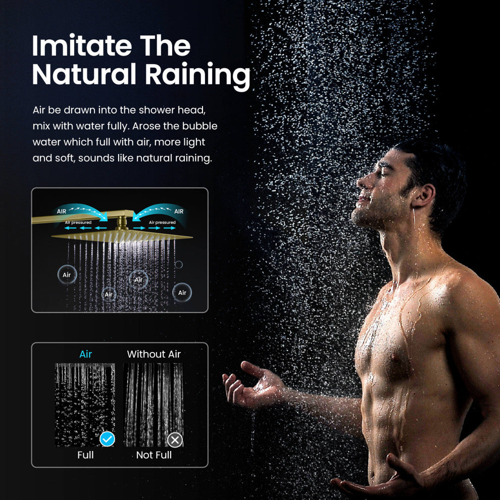 Cube Pressure 2-Function Shower System, Rough-In Valve, Brushed Gold