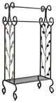 Benzara Gold Leaves Metal Towel Rack Stand With Shelf, Black