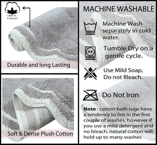 Allure Collection Absorbent Cotton Machine Washable Rug, 2-Piece Set, Gray