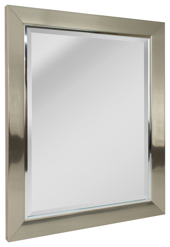 Head West Brushed Nickel Frame Vanity Mirror with Chrome Liner - 17" x 29"