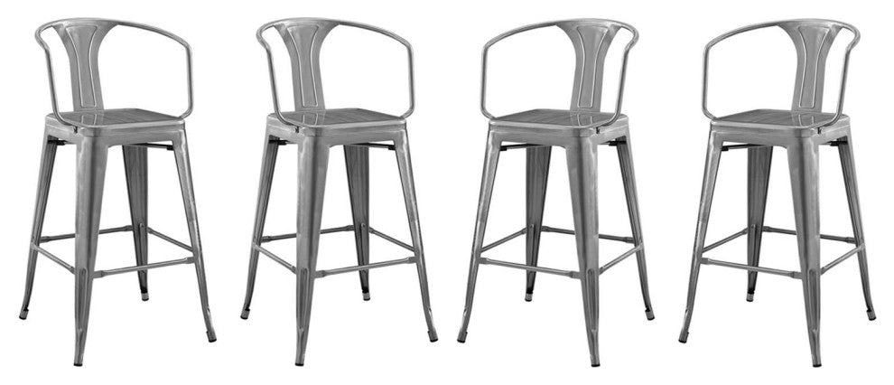 Promenade Bar Stool Set of 4-Gunmetal