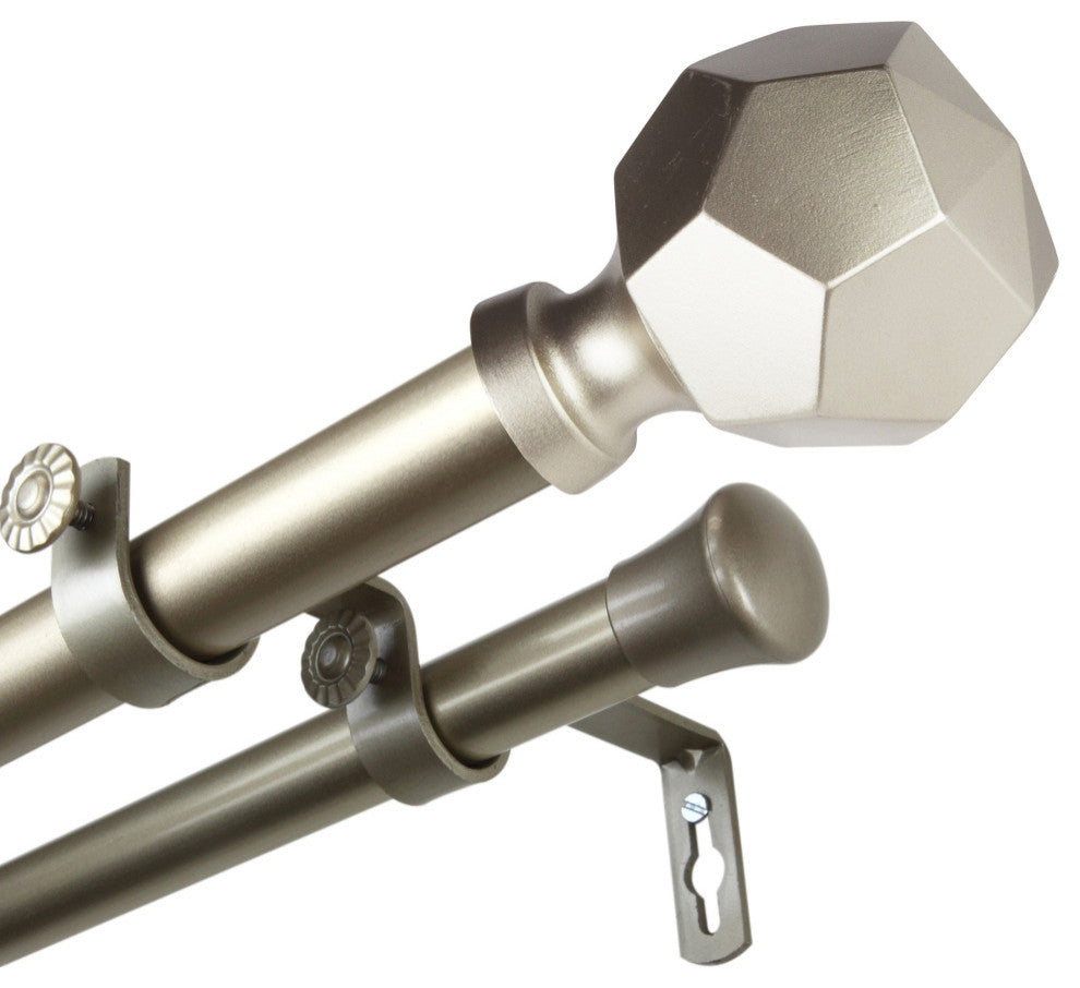 Theobald 1" Double Curtain Rod, Light Gold, 120-170"