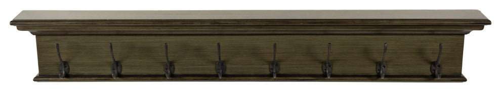 Rustic Antiqued Green Eight Hook Hanging Coat Rack