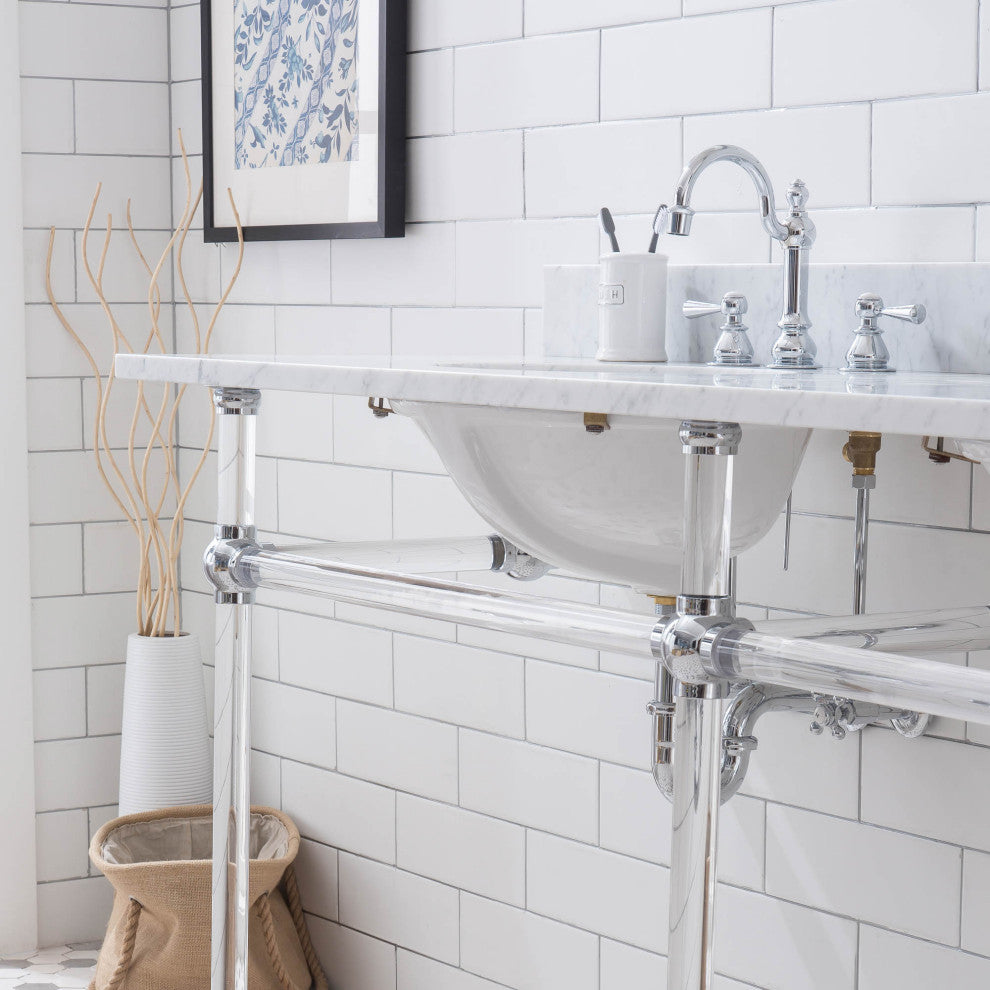 Empire 72" Wide Double Wash Stand, P-Trap, Countertop With Basin, Faucet