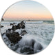 Bay Of Biscay White Waves Hitting Beach, Seascape Disc Artwork, 23"