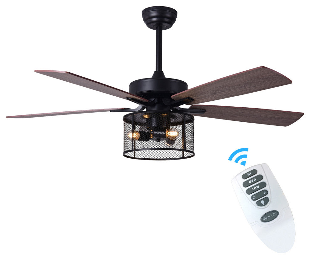 52" Ceiling Fan With Lights and Remote Control, Reversible Blades, Matte Black