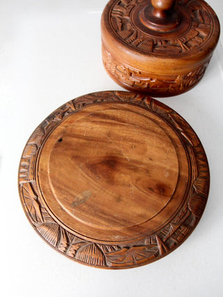 Consigned, Vintage Carved Wood Cake Stand