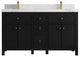Sonoma 60 Double Sink Reeded Bathroom Vanity in Black 2" Calacatta Nuvo