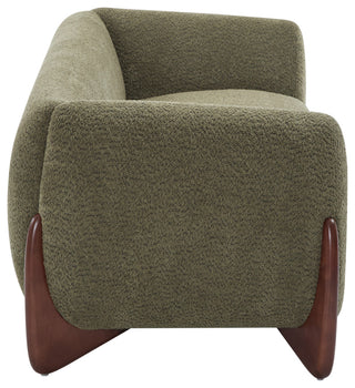 CKH 82" Boucle Sherpa Upholstered Sofa, Olive Green