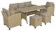 Ataraxia 6 pieces Garden Wicker Conversation Dining Set, Brown