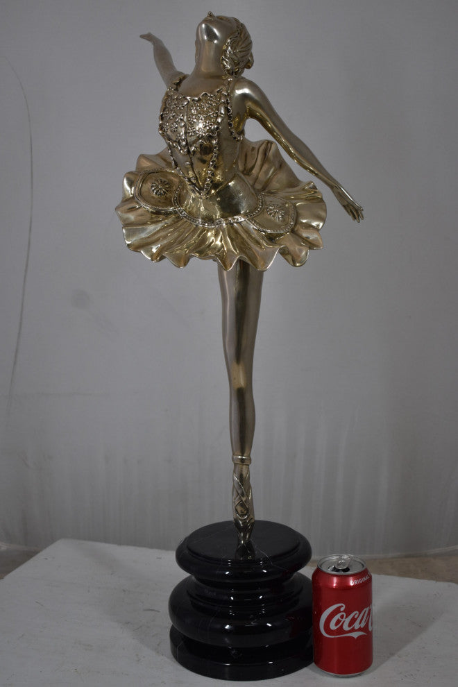 Ballerina Bronze Statue, Silver Finish Size: 14" x 15" x 28"H