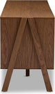 Harlow Mid-Century White and Walnut Wood Sideboard Storage Cabinet