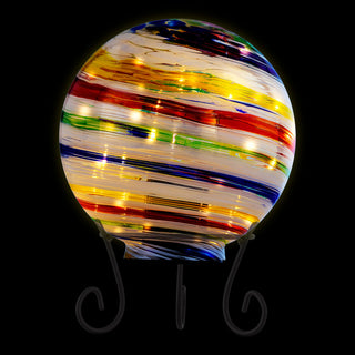 Alpine Colorful Gazing Globe With LED Lights, 10"Tall