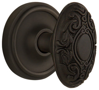 Classic Rosette Privacy Victorian Knob, Oil-Rubbed Bronze