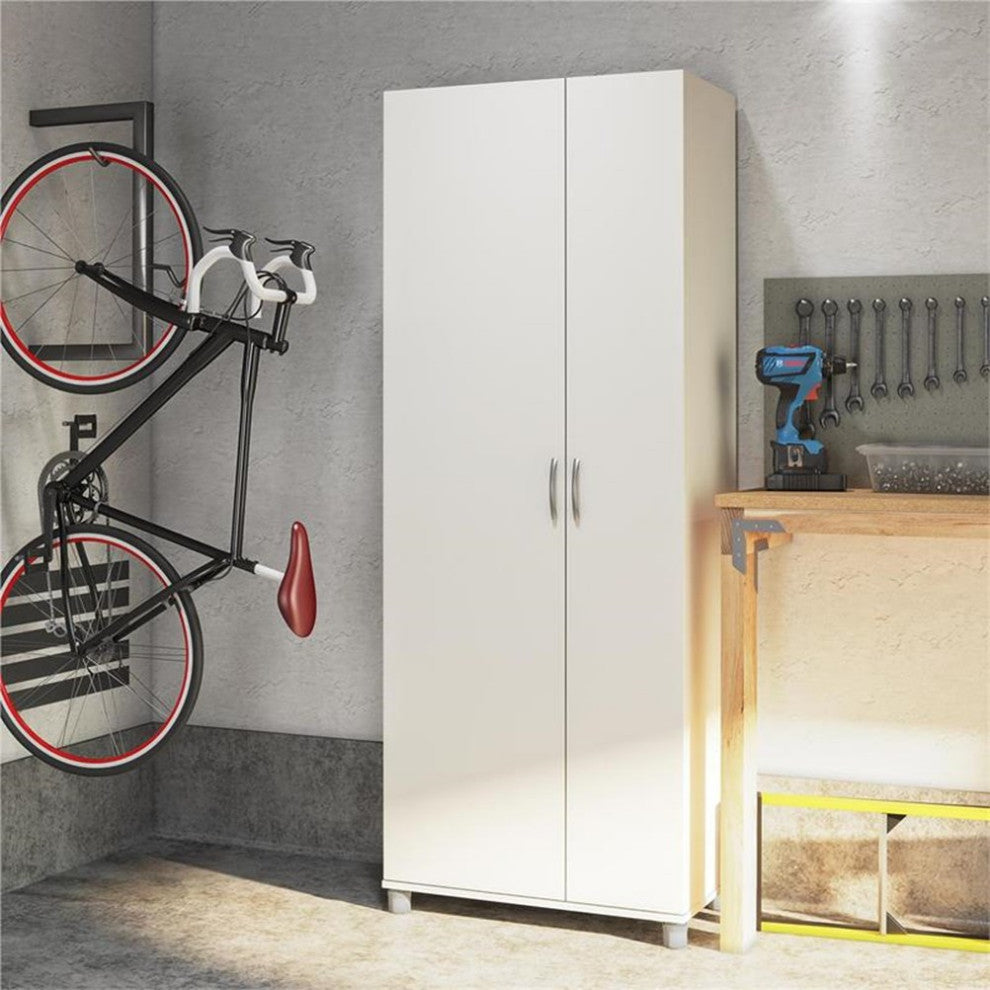 Systembuild Lory Tall Asymmetrical Storage Cabinet in White