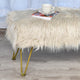 Mongolian Faux Fur Upholstered Ottoman Bench, Oatmeal, 46x16x22