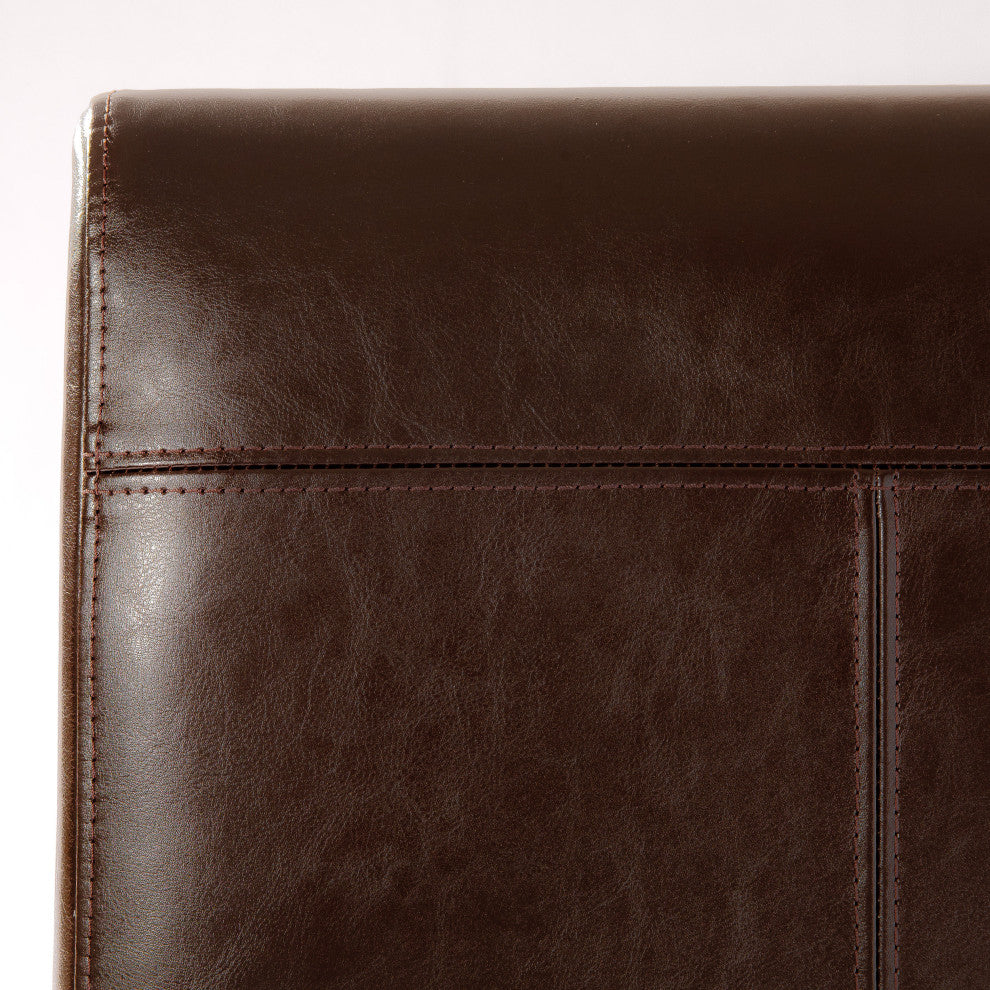 GDF Studio Percival T-stitched Chocolate Brown Leather Dining Chairs, Brown, Set of 4