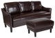 Asti Upholstered Sofa And Ottoman In Brown Leathe