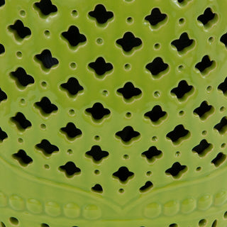 18" Green Lattice Porcelain Garden Stool