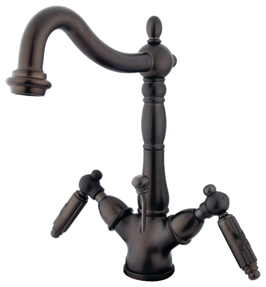 Kingston Brass Two-Handle Bathroom Faucet With Brass Pop-Up, Oil Rubbed Bronze