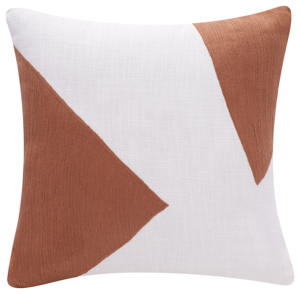 Stacy Garcia Colorblock Handmade Throw Pillow, Adobe/Ivory, 20"x20"