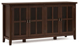 Artisan Solid Wood Wide 4 Door Storage Cabinet, Russet Brown