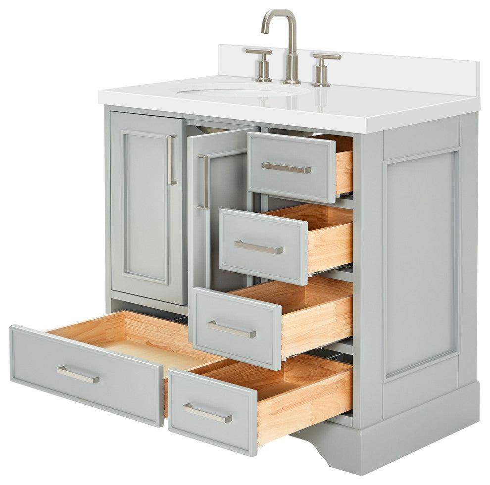 Ariel Stafford 37" Single Left Offset Oval Sink Bathroom Vanity