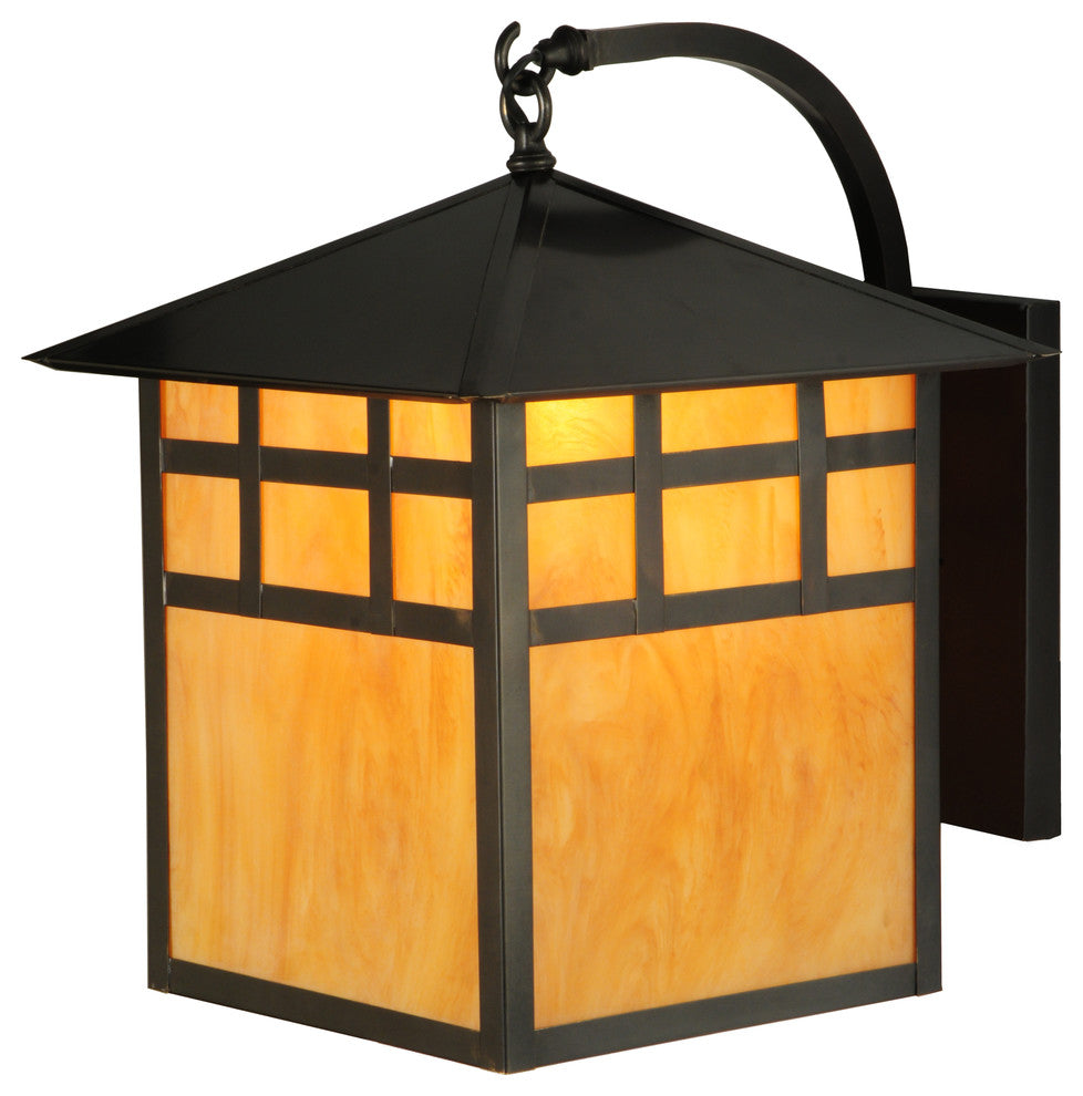 16 Wide Seneca Window Pane Curved Arm Wall Sconce