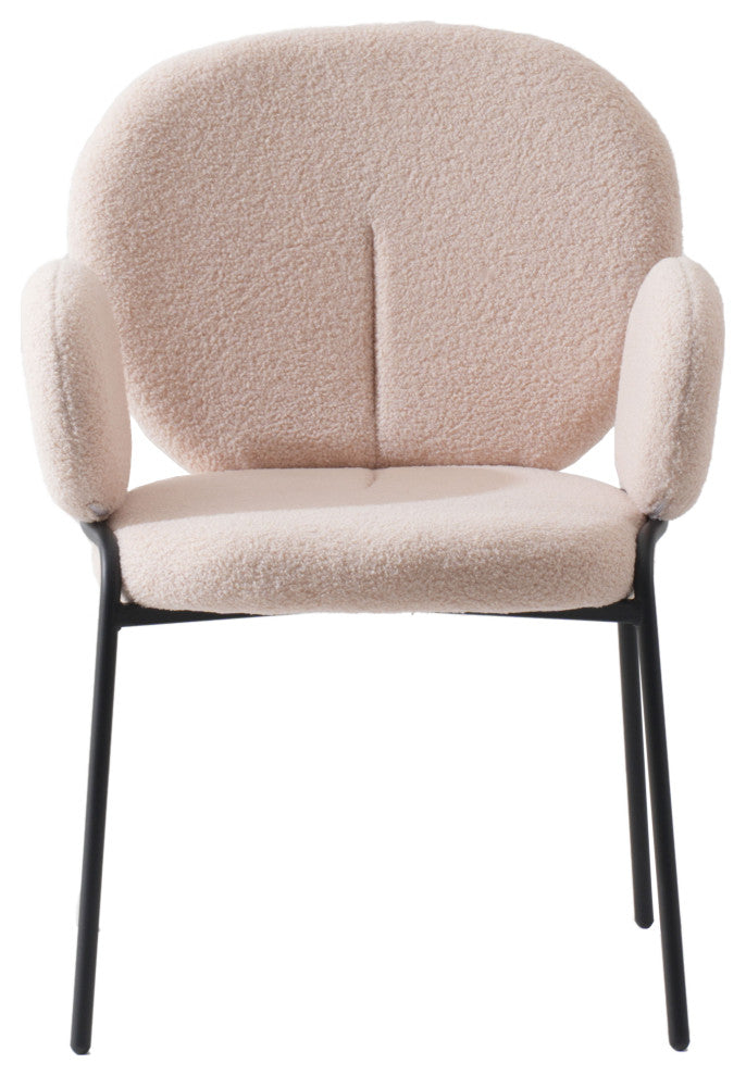 Celestial Boucle Dining Chairs Modern Upholstered with Iron Legs, Beige