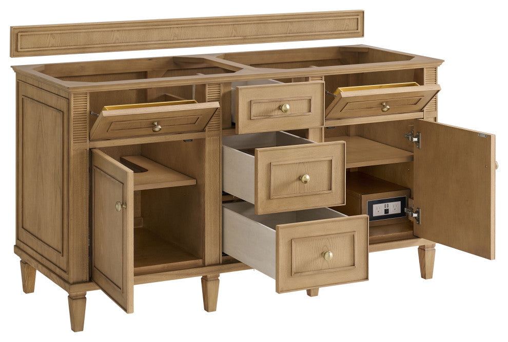 Lorelai 60" Double Vanity, Light Natural Oak