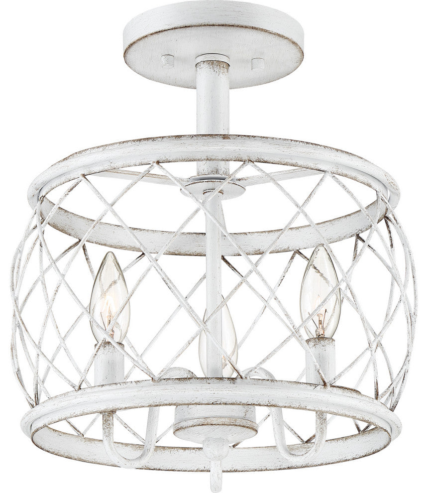 Quoizel RDY1712AWH 3-Light Semi-Flush Mount, Dury