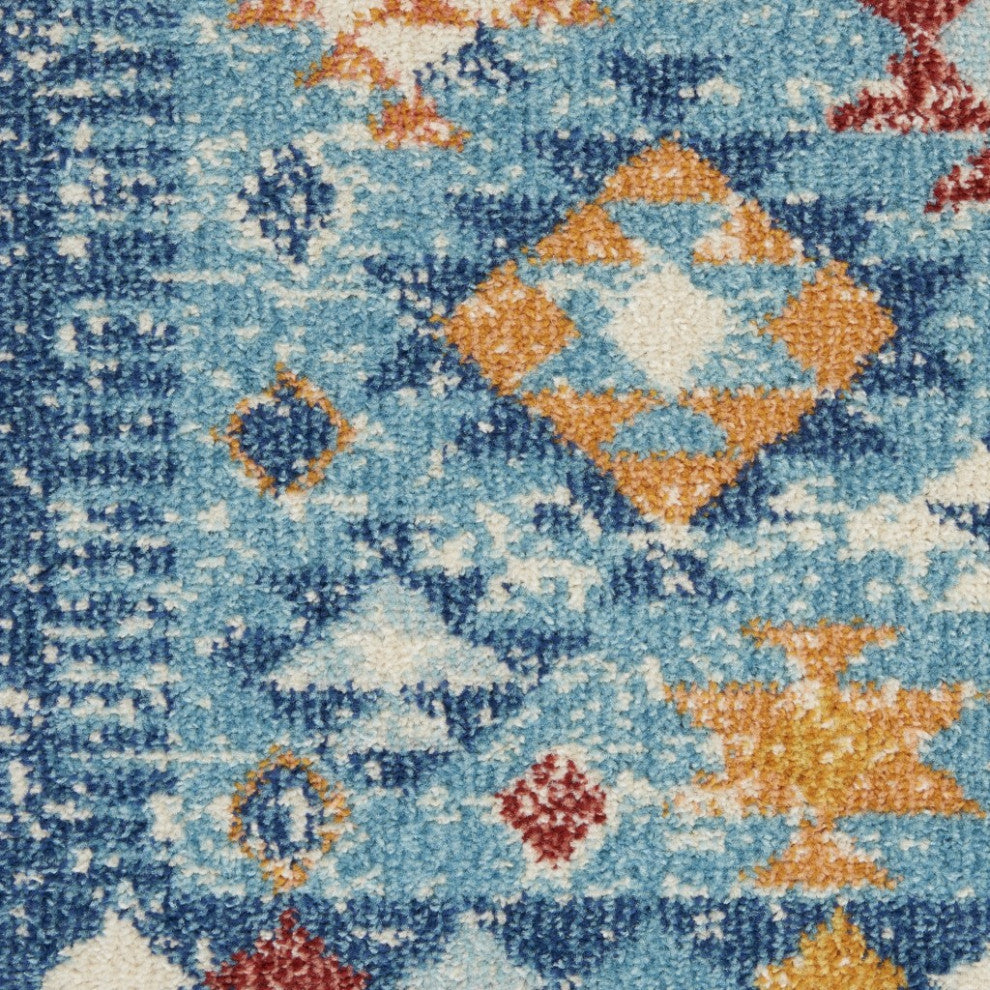 5" x 7" Blue and Multi Diamonds Area Rug