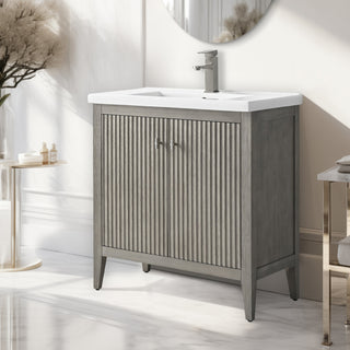 Vanity Art Freestanding Vanity, Driftwood Gray, 30", Single Sink, Brushed Nickel