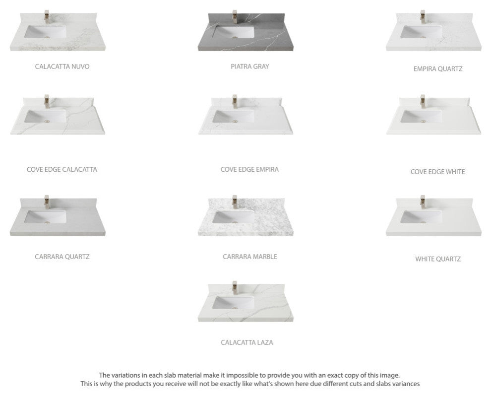 Cambridge 36 Left Offset Bath Vanity in White 2" Calacatta Nuvo