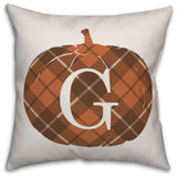 Plaid Pumpkin Monogram G 18x18 Spun Poly Pillow