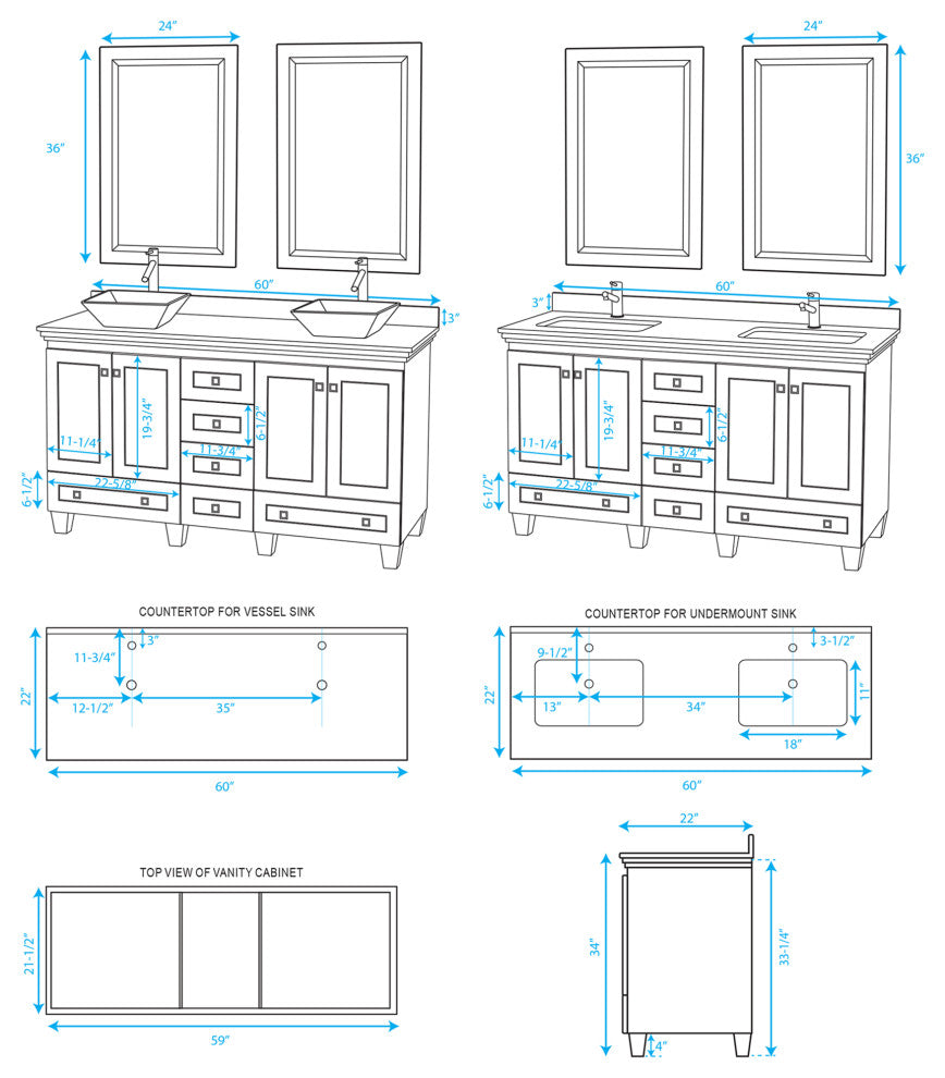 Wyndham WCV800060DOYCMUNSM24 Double Bathroom Vanity with White Carrera Marble To