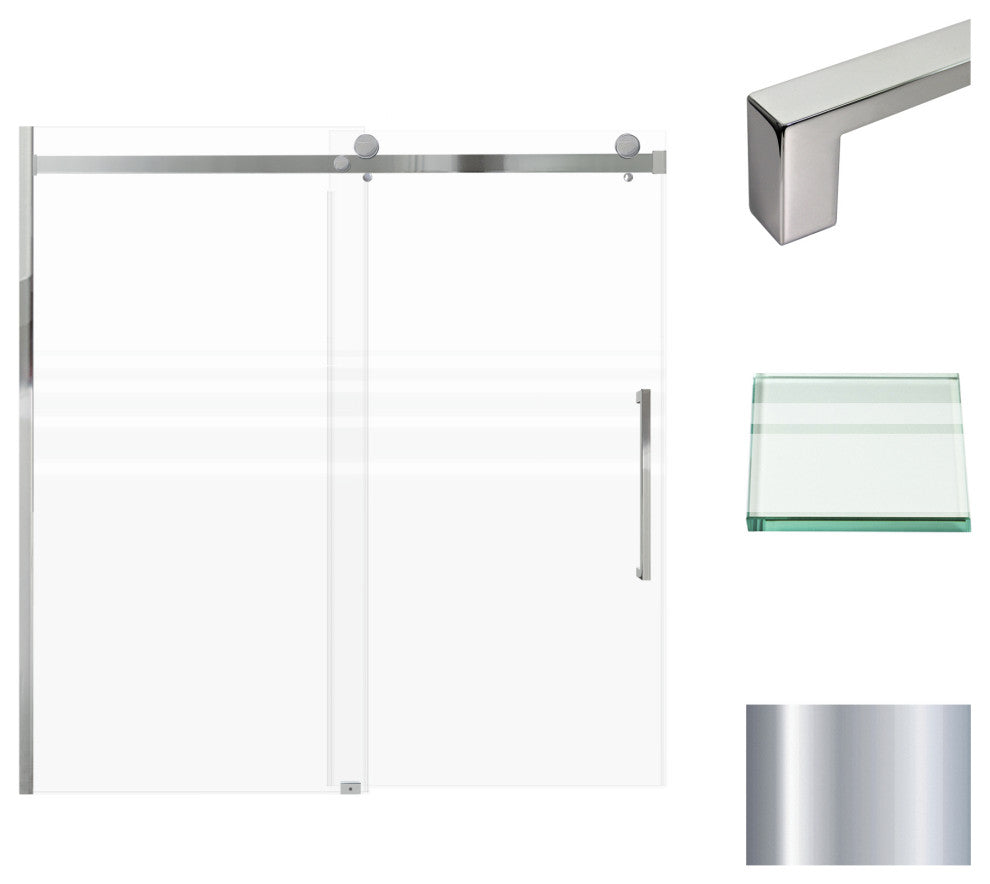 Madeline 60"x60" Frameless Shower Door with Fixed Panel in Polished Chrome