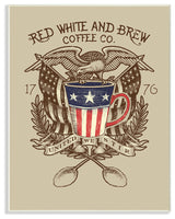 Red White and Brew Coffee Co Wall Plaque Art, 10x15